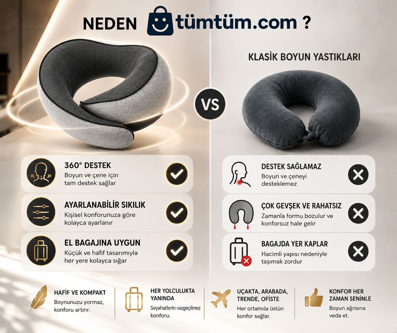 Boyun Destekli Spiral Seyahat Yastığı