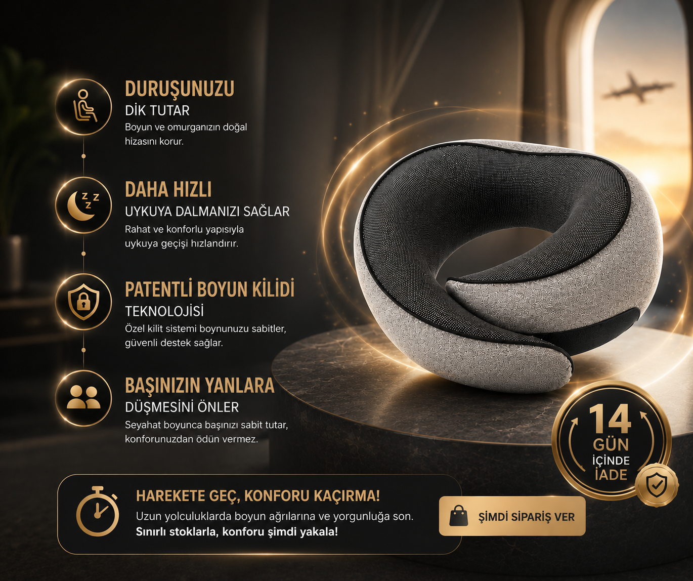Boyun Destekli Spiral Seyahat Yastığı